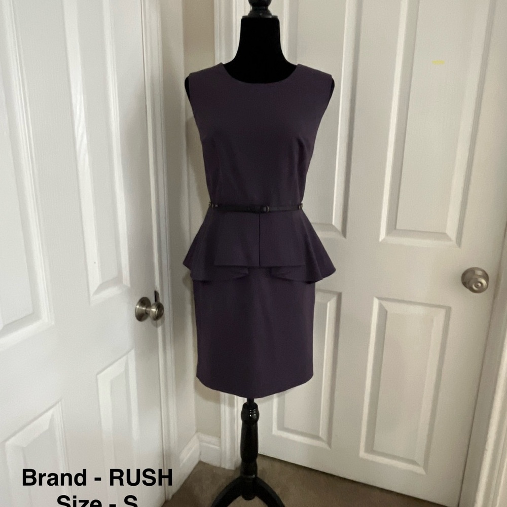 Purple Sleeveless Peplum Sheath Dress